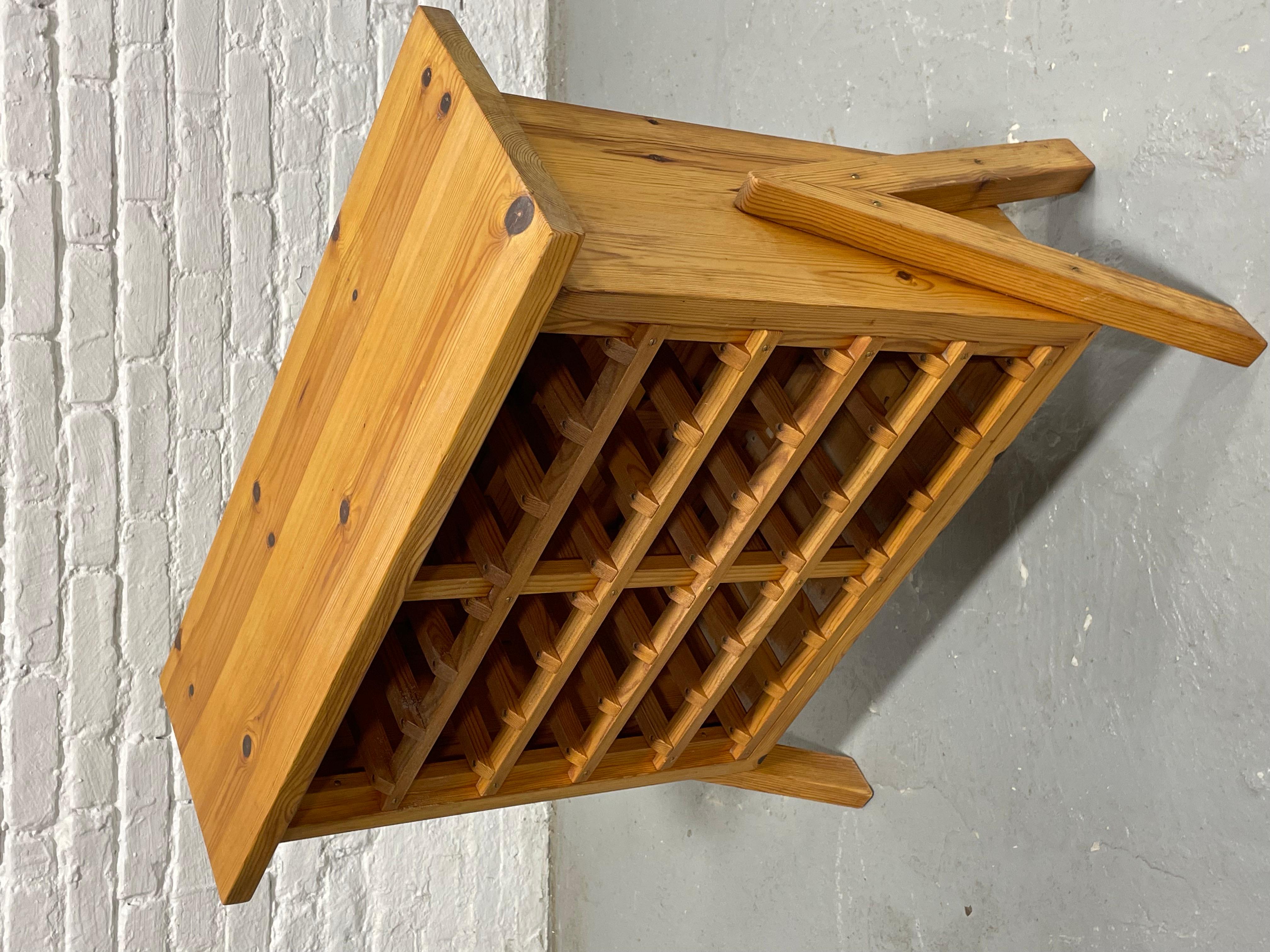 SCANDINAVIAN Mid Century Modern PINE Wine Rack c. 1970’s in vendita 3