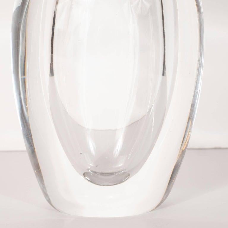 Swedish Scandinavian Mid-Century Modern Sculptural Translucent Glass Vase by Orrefors For Sale