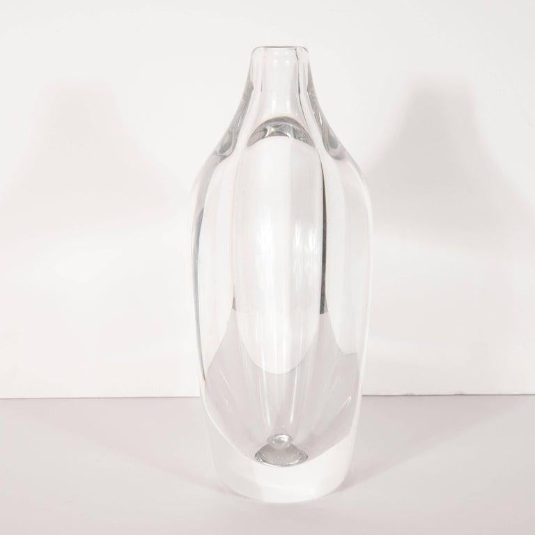 Mid-20th Century Scandinavian Mid-Century Modern Sculptural Translucent Glass Vase by Orrefors For Sale
