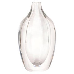 Scandinavian Mid-Century Modern Sculptural Translucent Glass Vase by Orrefors