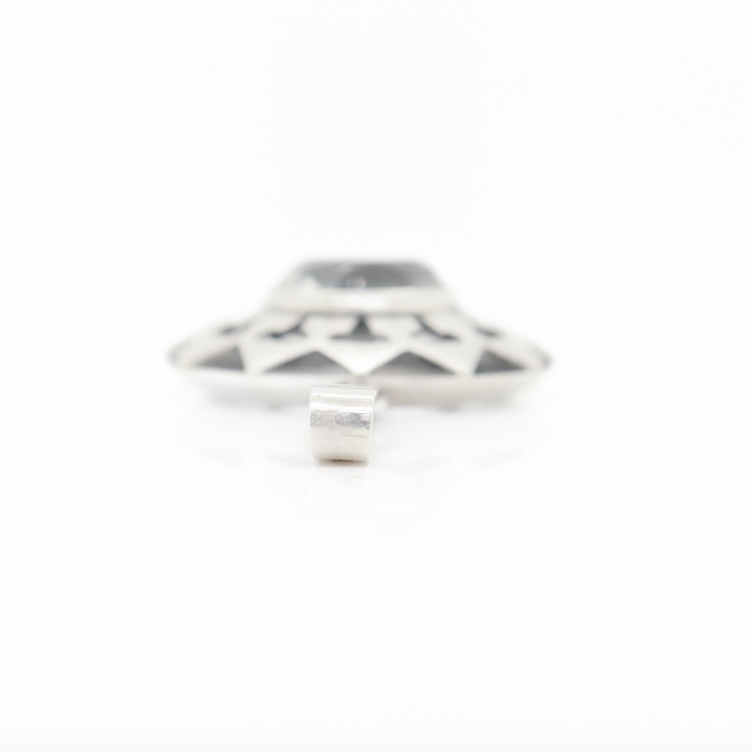 Scandinavian Mid-Century Modern Silver & Rock Crystal Pendant for a Necklace For Sale 5
