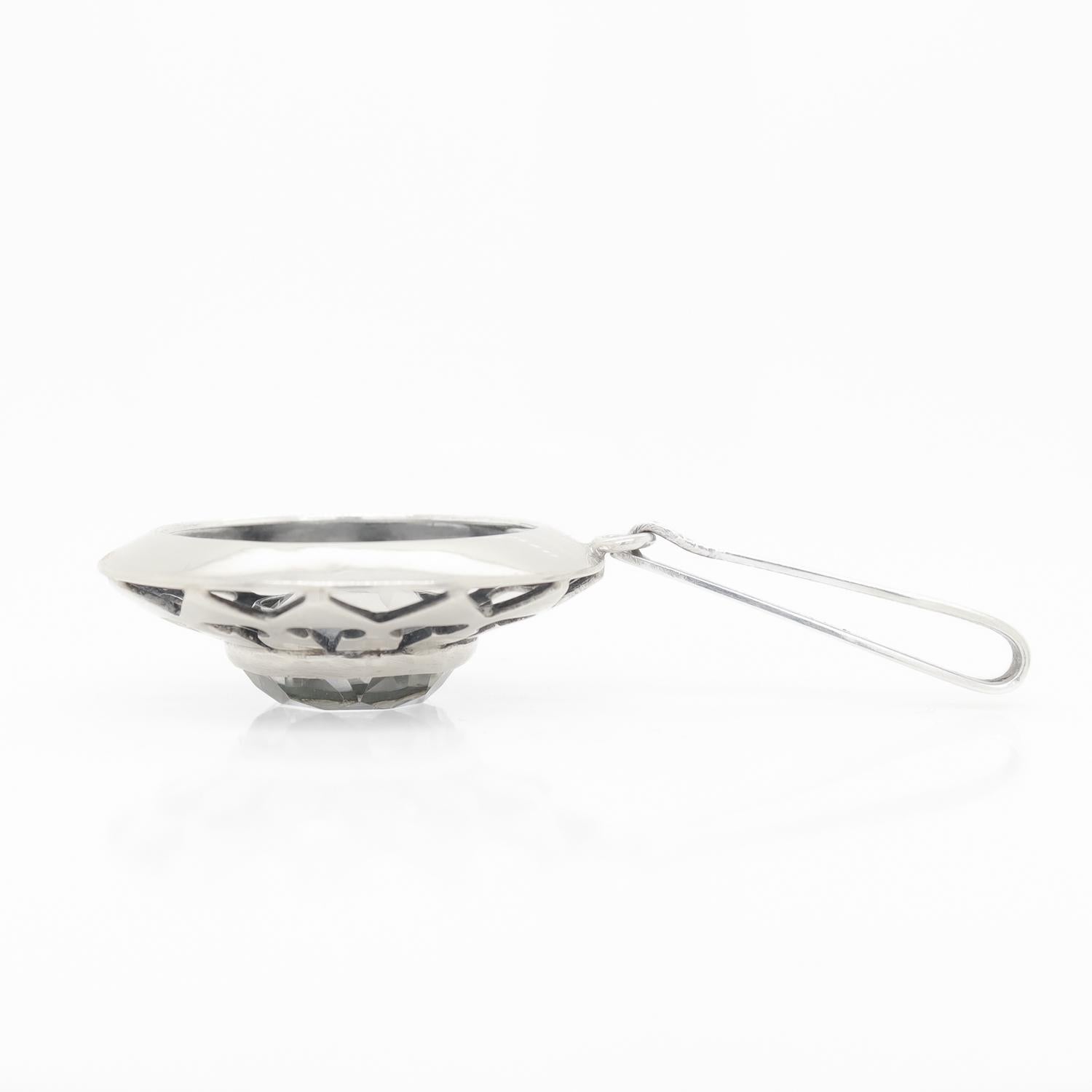 Scandinavian Mid-Century Modern Silver & Rock Crystal Pendant for a Necklace For Sale 7