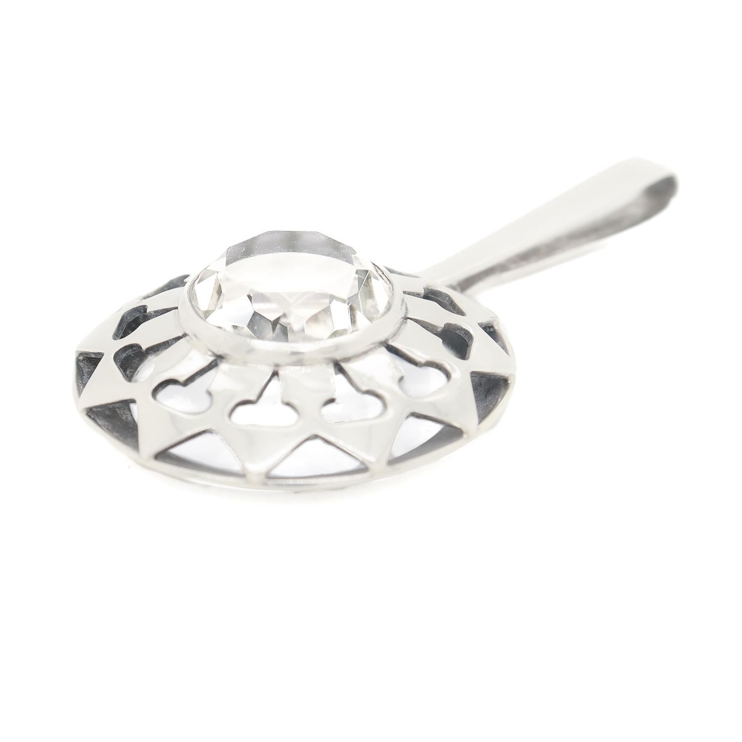 Scandinavian Mid-Century Modern Silver & Rock Crystal Pendant for a Necklace For Sale 3