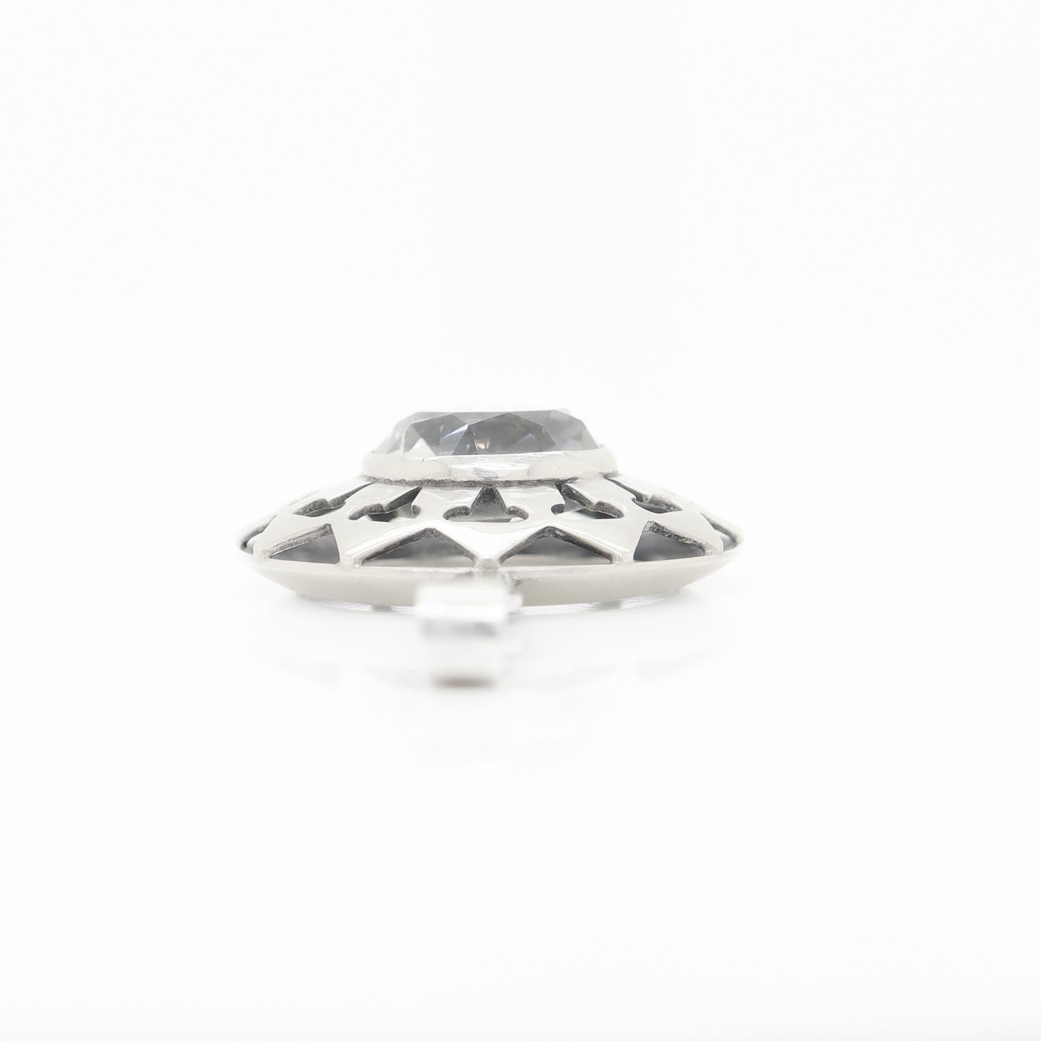 Scandinavian Mid-Century Modern Silver & Rock Crystal Pendant for a Necklace For Sale 4