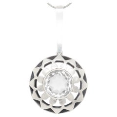 Scandinavian Mid-Century Modern Silver & Rock Crystal Pendant for a Necklace