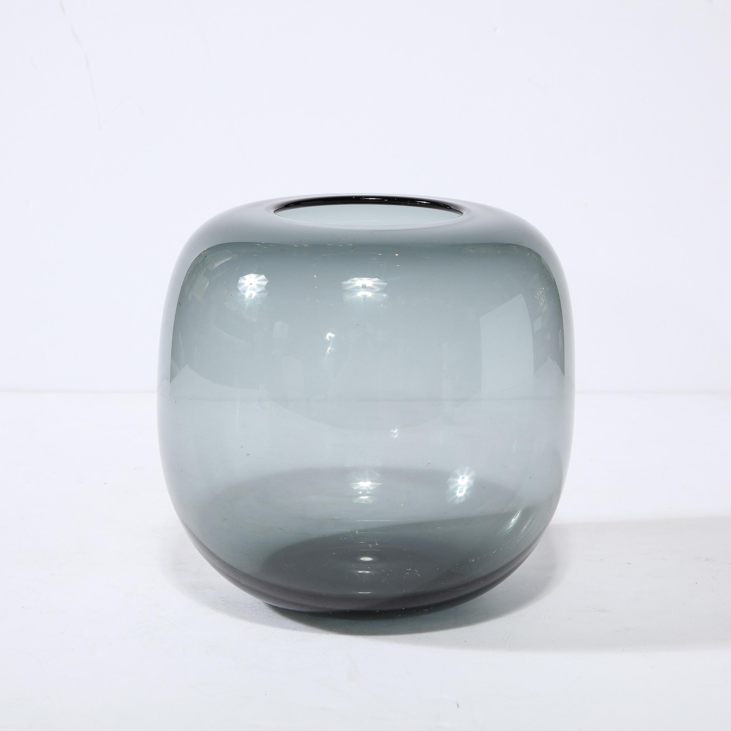 Danish Scandinavian Mid-Century Modern Smoked Translucent Glass Vase by Holmegaard For Sale