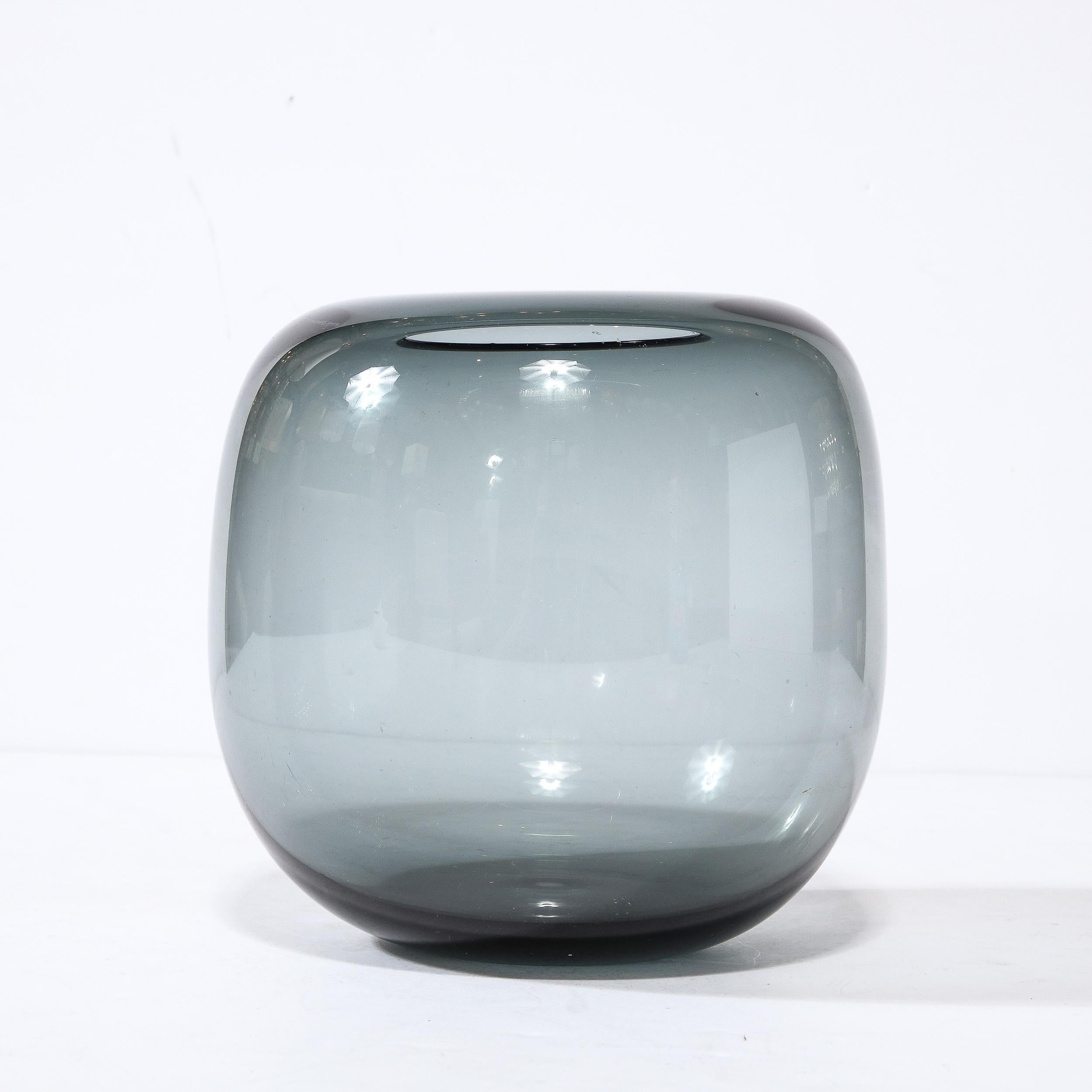 Mid-20th Century Scandinavian Mid-Century Modern Smoked Translucent Glass Vase by Holmegaard For Sale