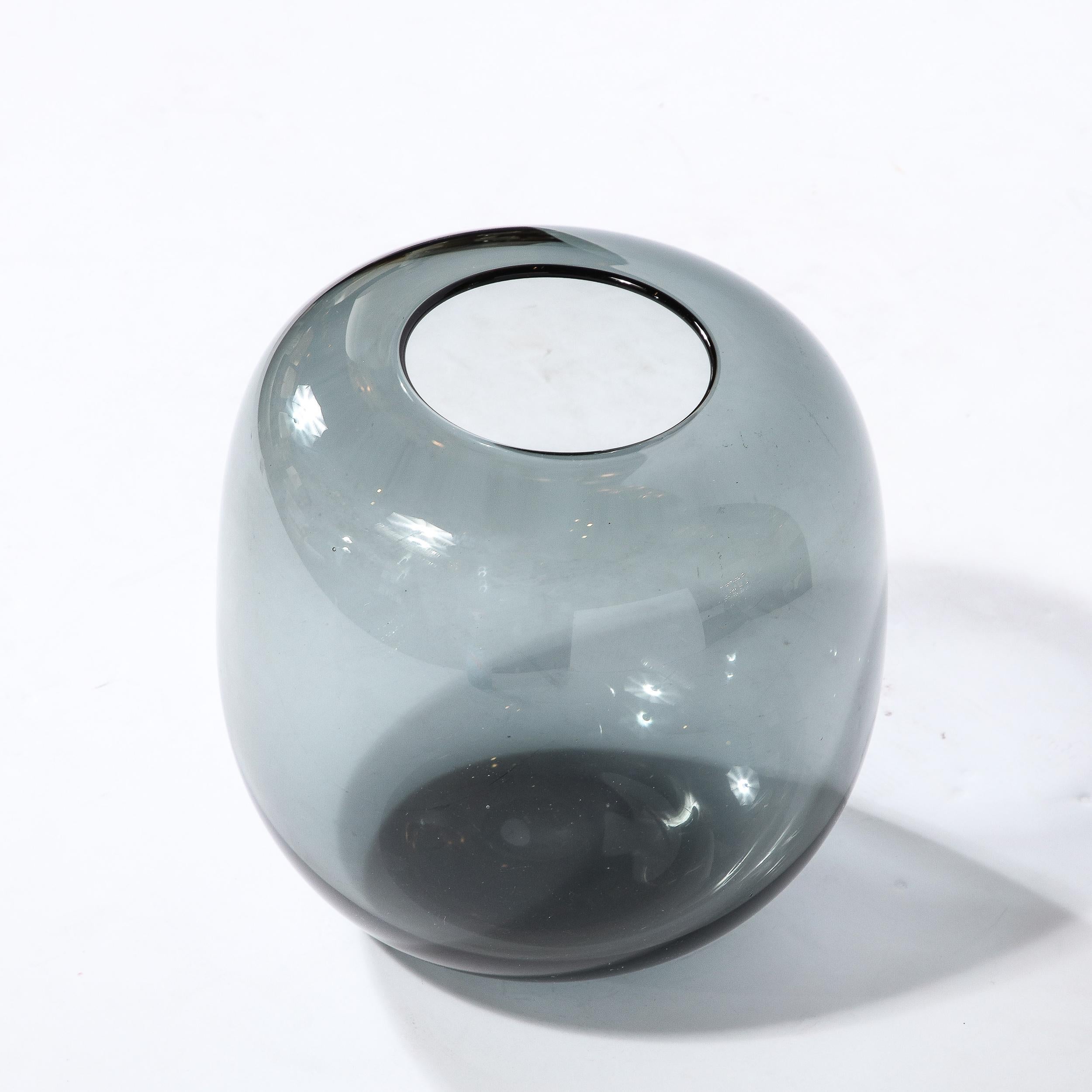 Scandinavian Mid-Century Modern Smoked Translucent Glass Vase by Holmegaard For Sale 2