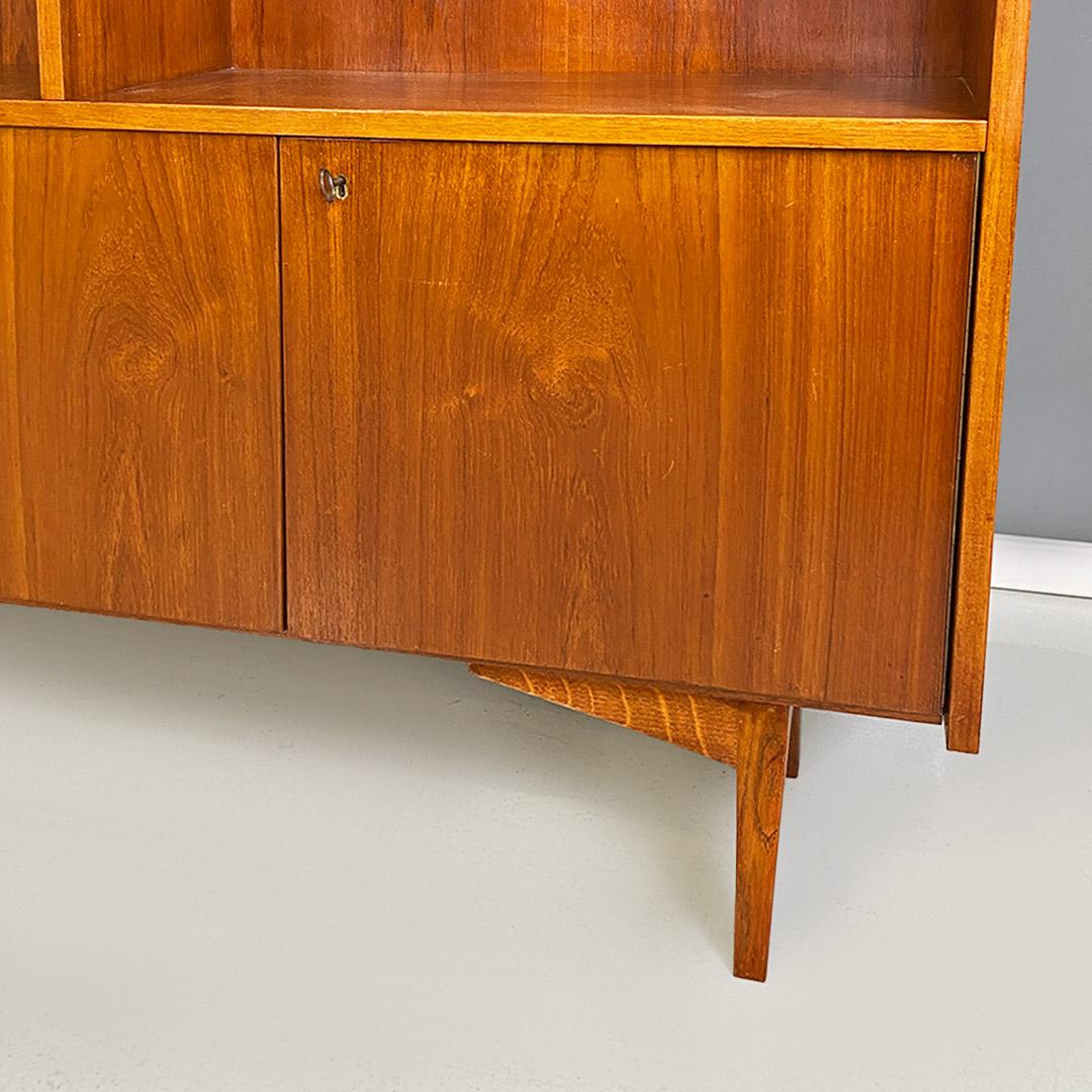 Scandinavian mid century modern teak highboard with shelves and closed part 1960 In Excellent Condition In MIlano, IT