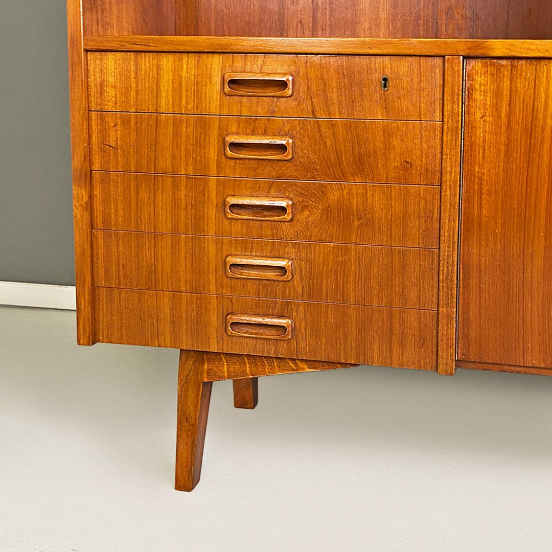 Mid-20th Century Scandinavian mid century modern teak highboard with shelves and closed part 1960