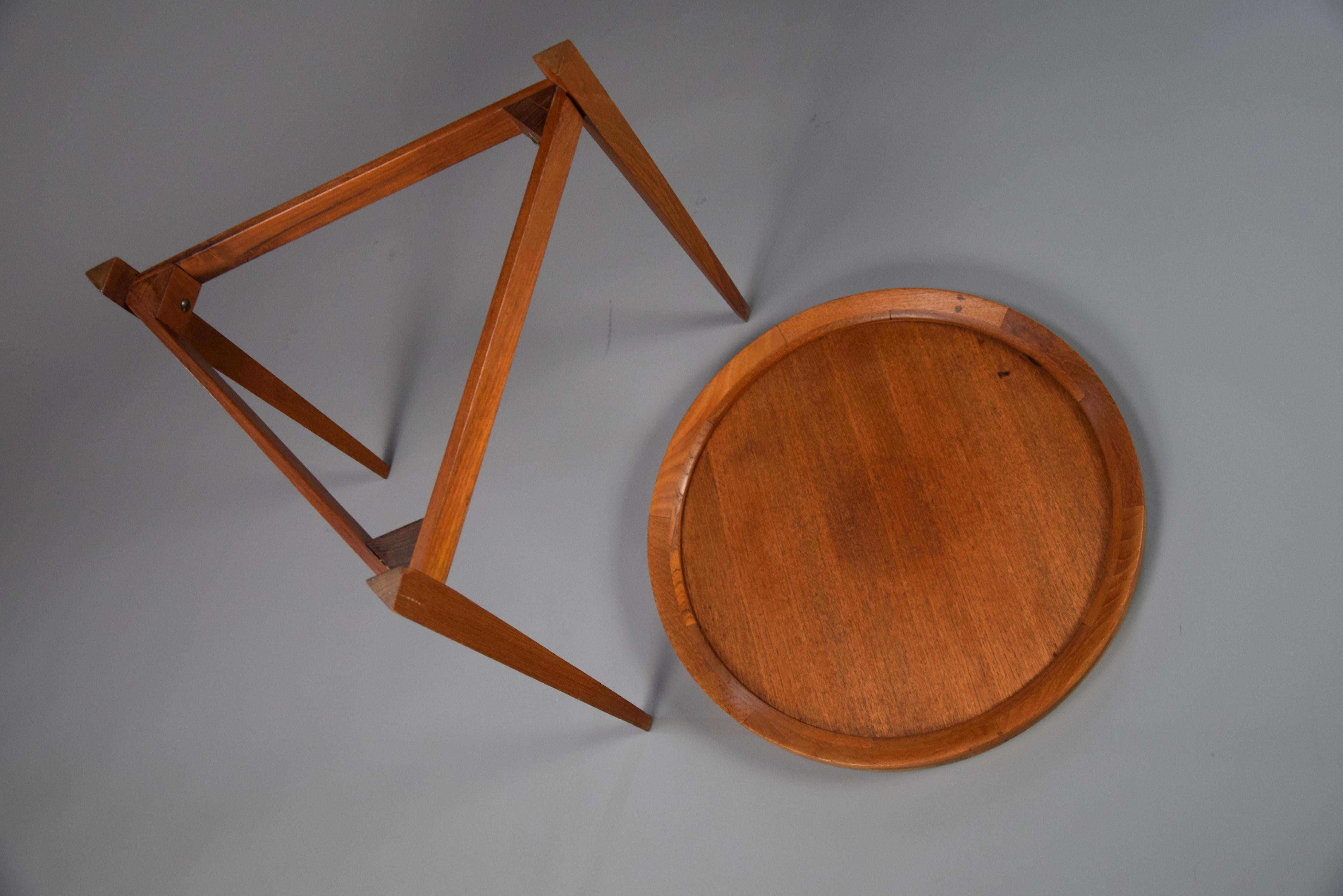 Mid-20th Century Scandinavian Mid-Century Modern Teak Side Table with Portable Tray