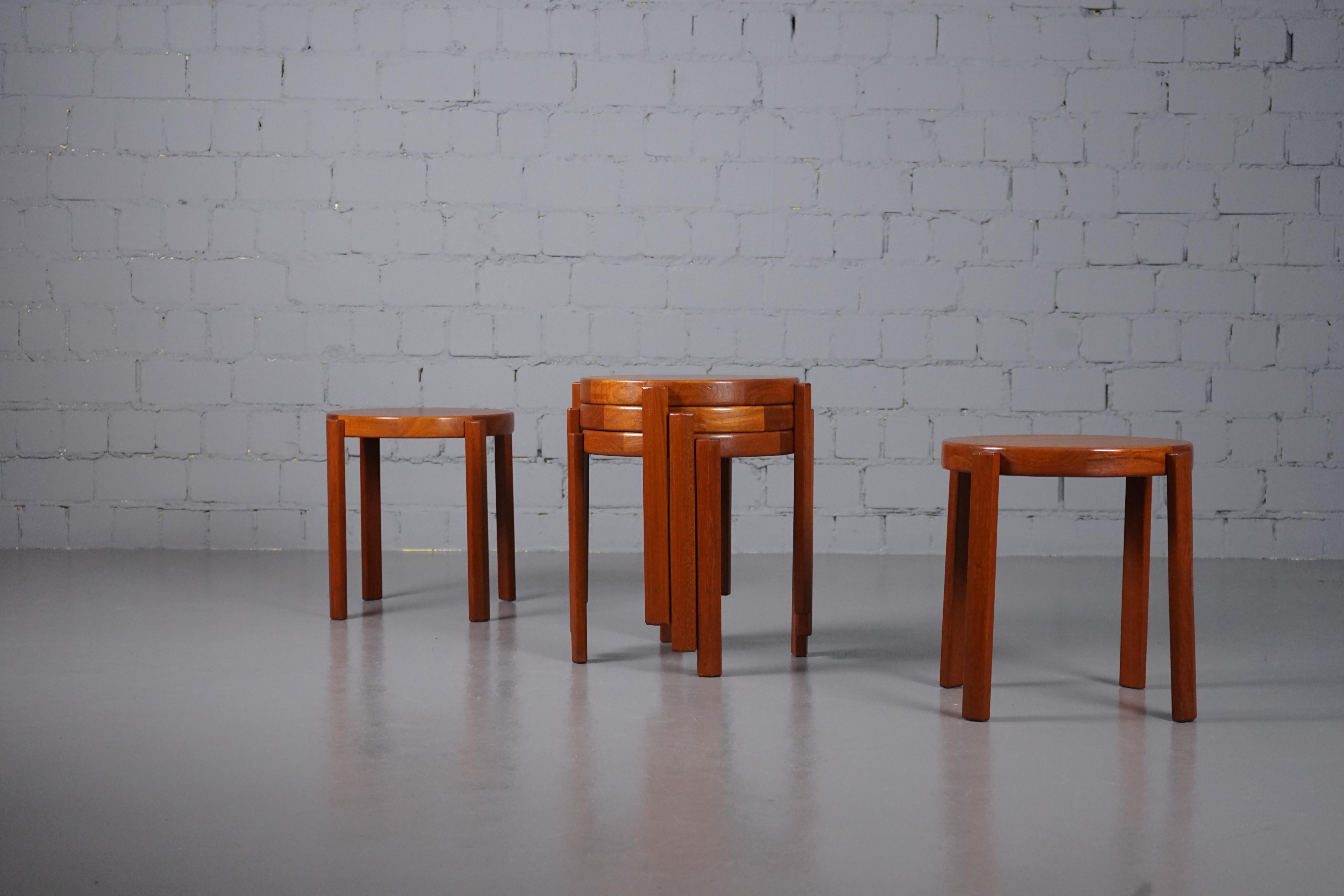 Scandinavian Mid-Century Modern Teak Tables by Mobelfabrikken Toften, Set of 5 1