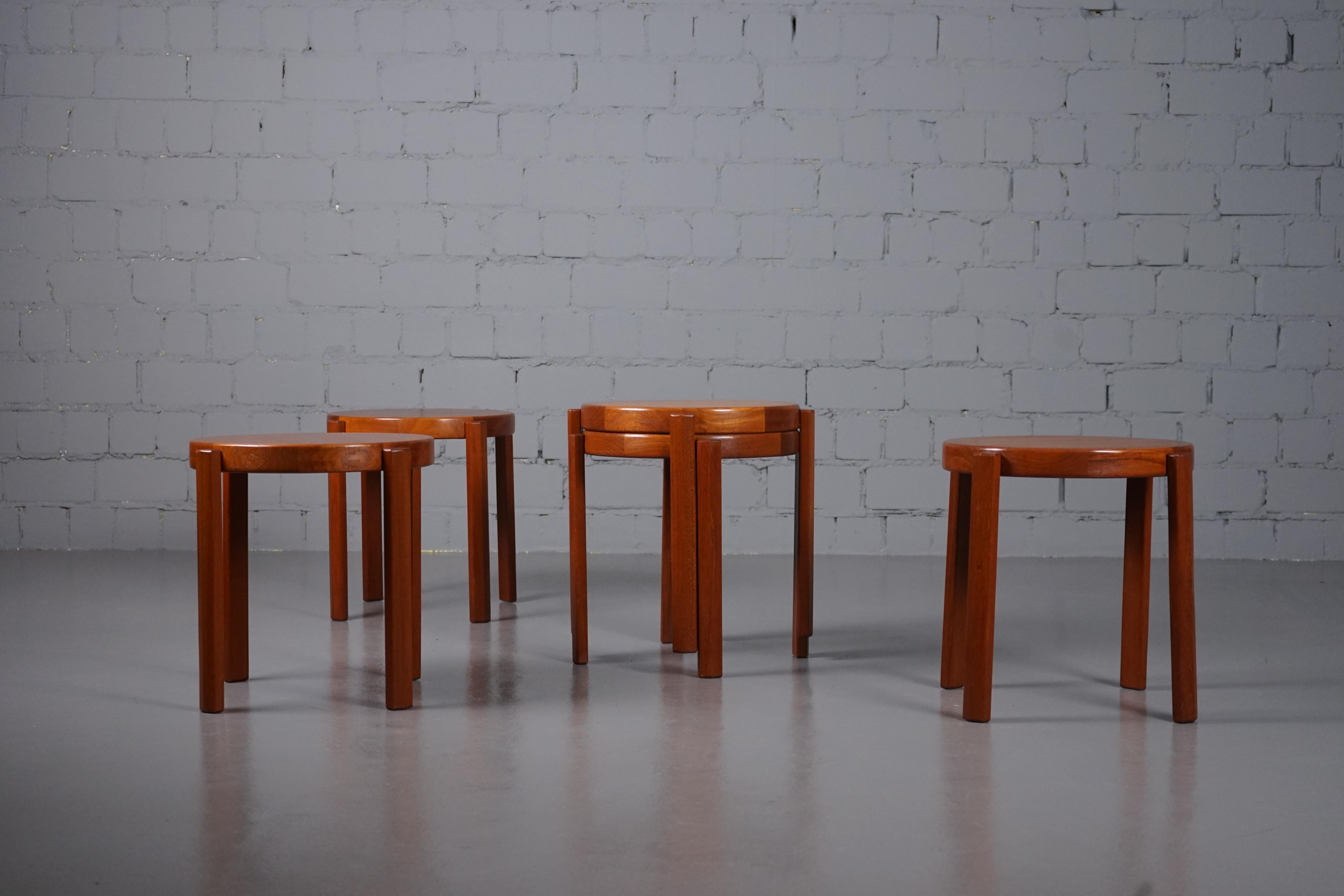 Scandinavian Mid-Century Modern Teak Tables by Mobelfabrikken Toften, Set of 5 2