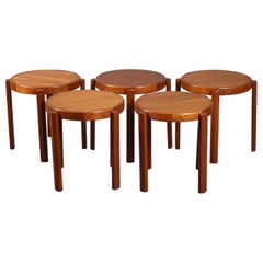 Mesas escandinavas de teca modernas de mediados de siglo de Mobelfabrikken Toften, set de 5