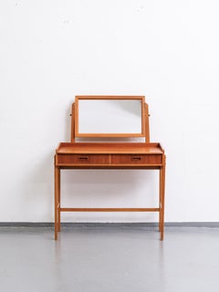 Scandinavian Mid-Century Modern Teak Vanity Table with Mirror