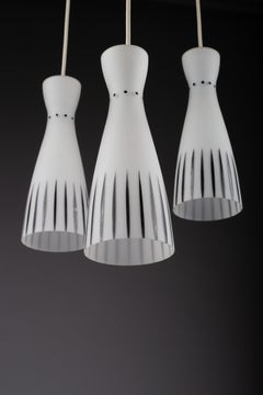 Lámpara de techo escandinava de cristal blanco de 3 piezas, moderna de mediados de siglo