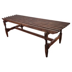 Scandinavian Mid-Century Modern Wooden Slat Bench or Coffee Table