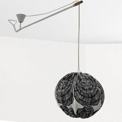 Lámpara de techo modernista escandinava de mediados de siglo, textil Marimekko, Suecia Años 50