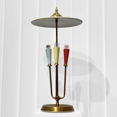 Scandinavian mid-century modernist table lamp, brass & steel, Denmark, 1950s