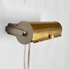 Scandinavian mid century modernist wall lamp, brass & steel, Sweden, 1950s