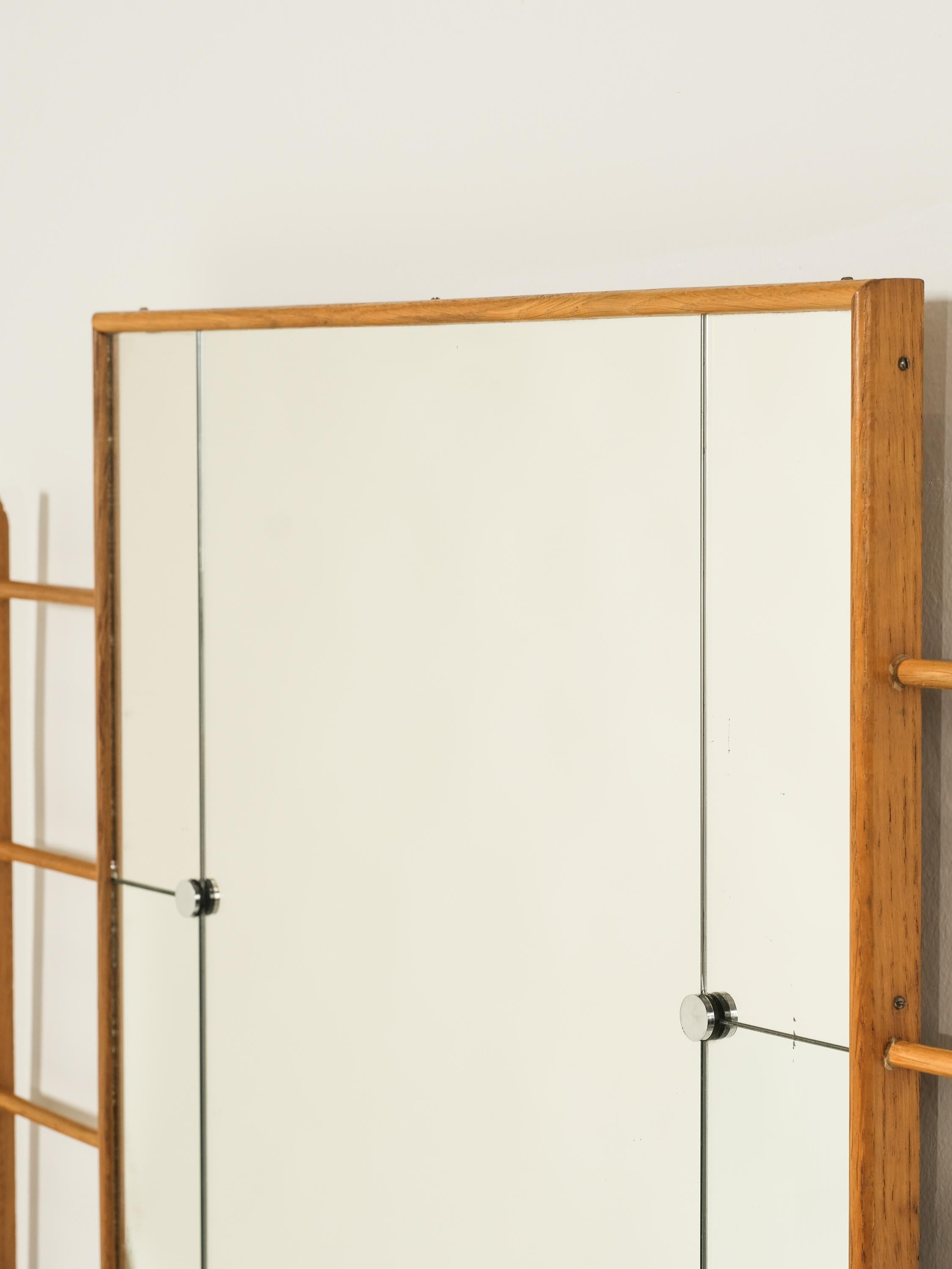 Mid-20th Century Scandinavian Mid-Century Oak Wall Mirror with Glass Shelf For Sale
