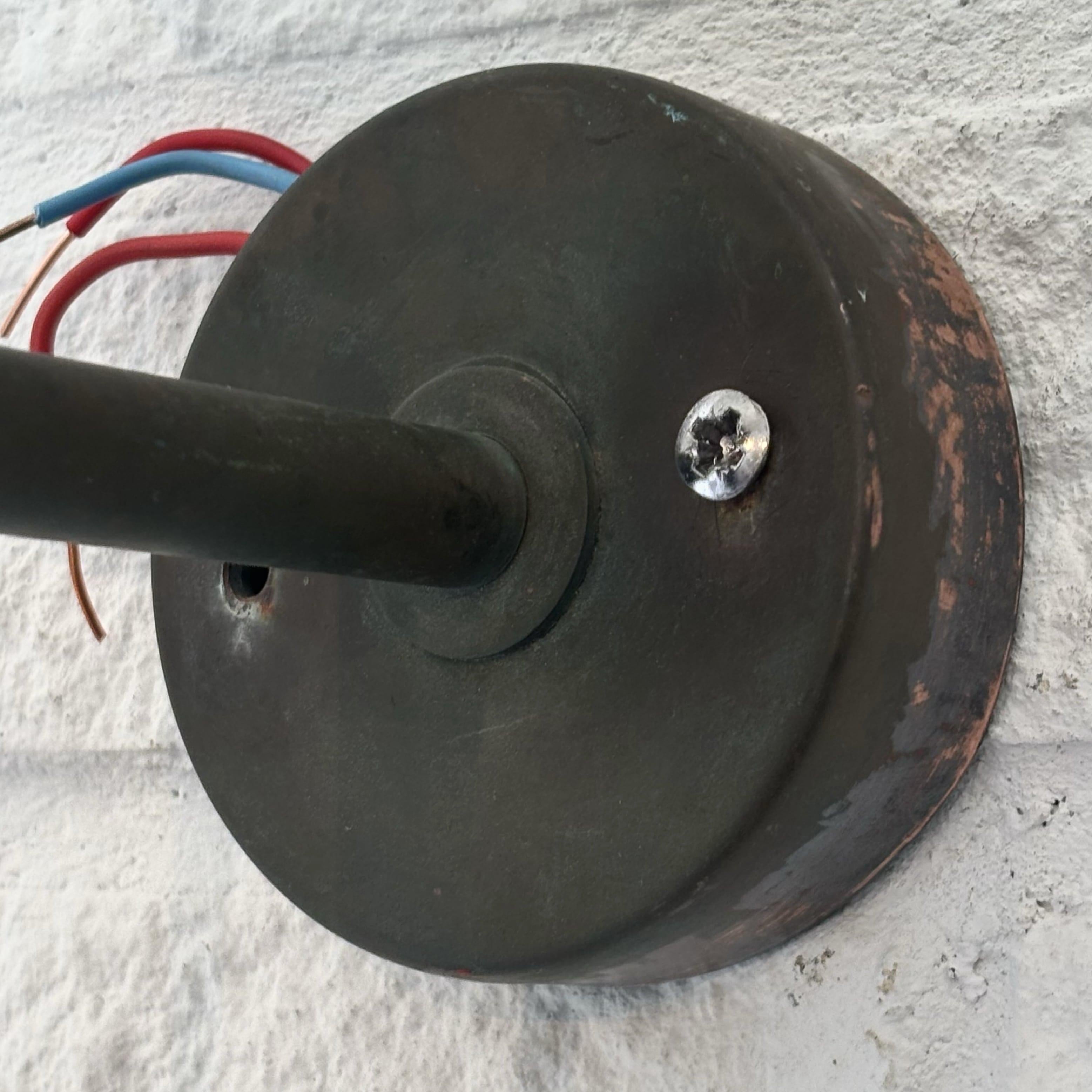 Scandinavian mid century outdoor facade lamp, copper and glass, Sweden, 1960s en venta 2