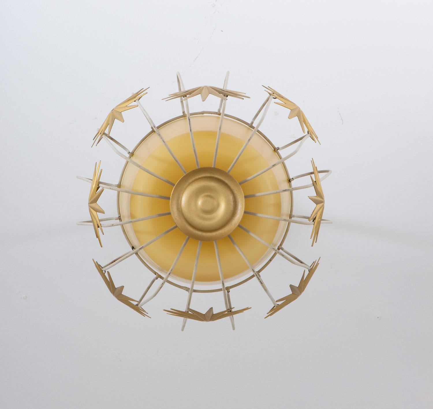 Scandinavian Midcentury Pendant in Brass and Glass, Swedish Modern, 1940s In Good Condition In Karlstad, SE