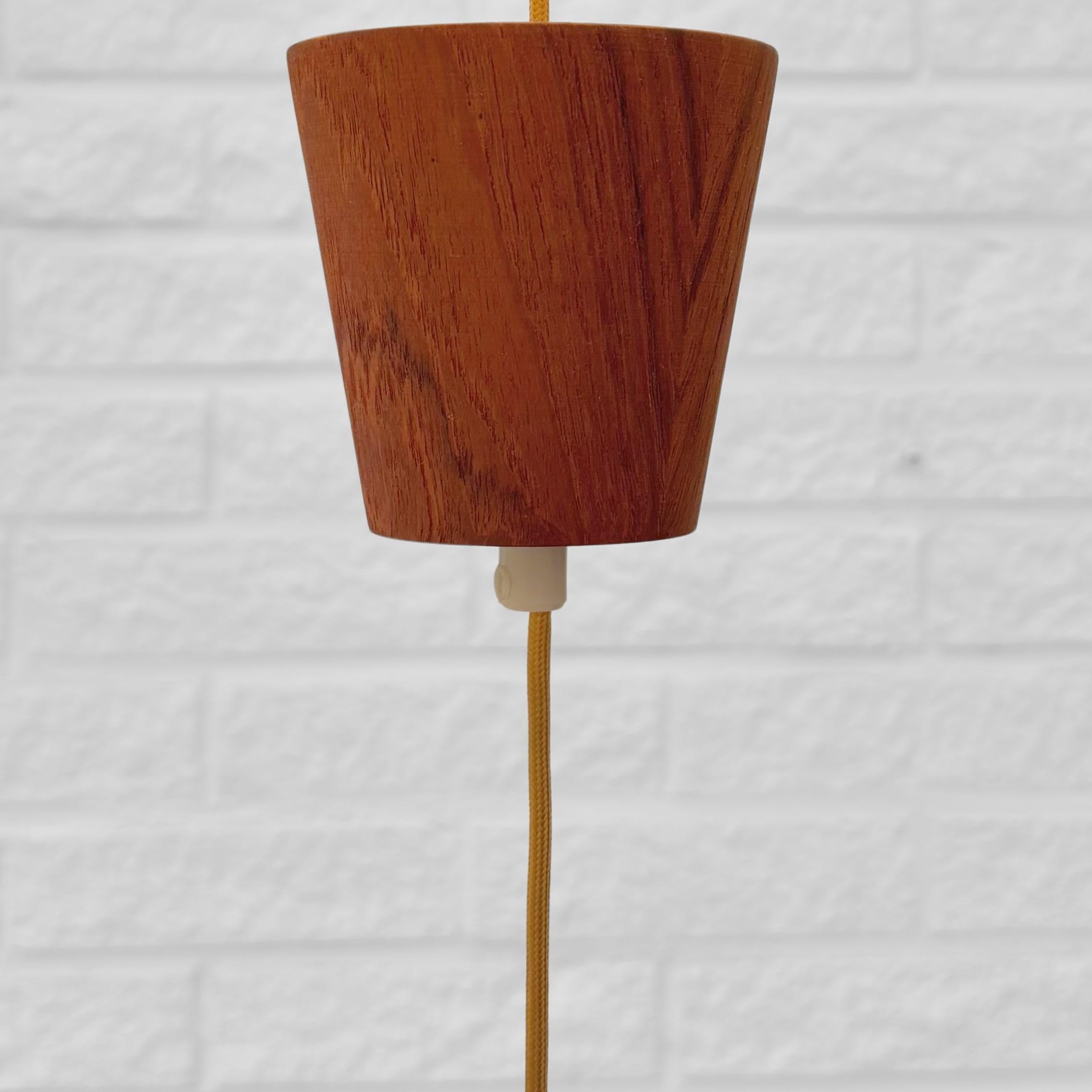 Lampada a sospensione scandinava di metà secolo, teak e metallo, Svezia, anni '50 in vendita 2
