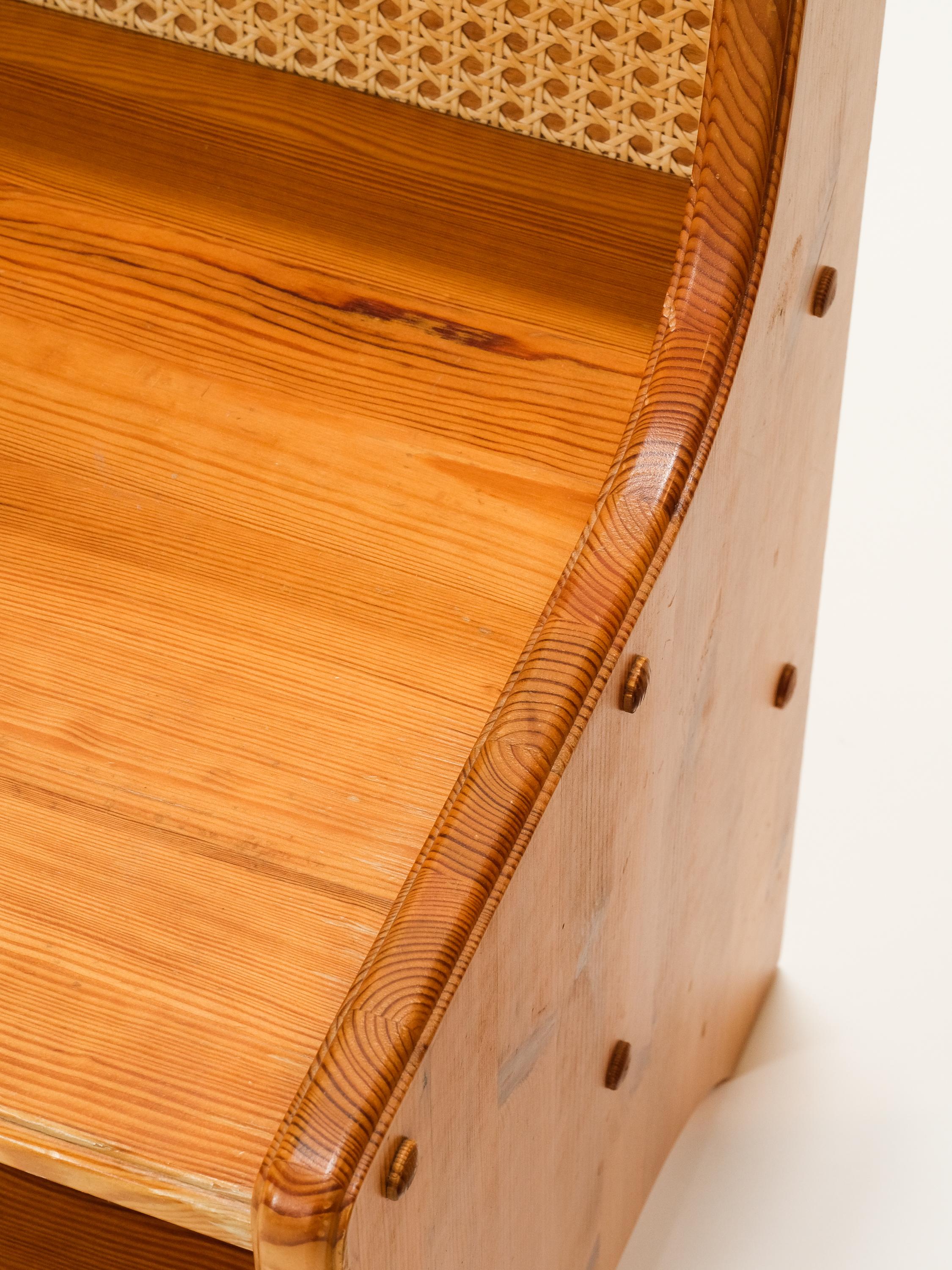Scandinavian Mid-Century Pine & Rattan Bedside Tables, Set of 2 For Sale 5