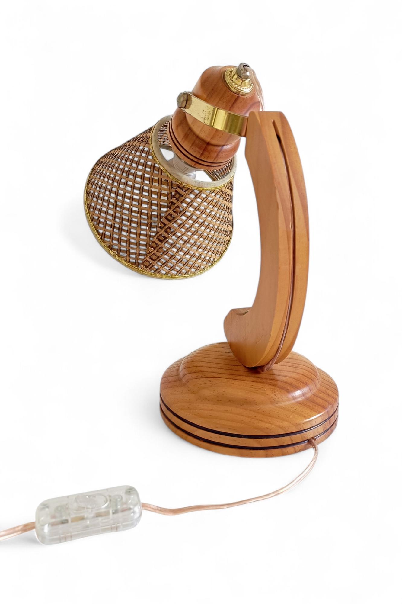 Fine XX secolo Lampada da lettura The Modern Scandinavian Wood/canna, nello stile di Solbackens Svarveri in vendita