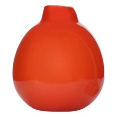 Scandinavian Mid-Century Red and White Glass Vase