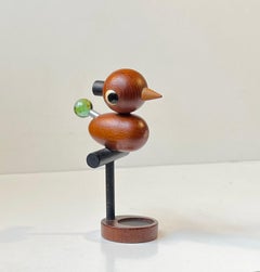 Scandinavian Mid-Century Ring Guard - Bird on Stick in Teak, 1960s