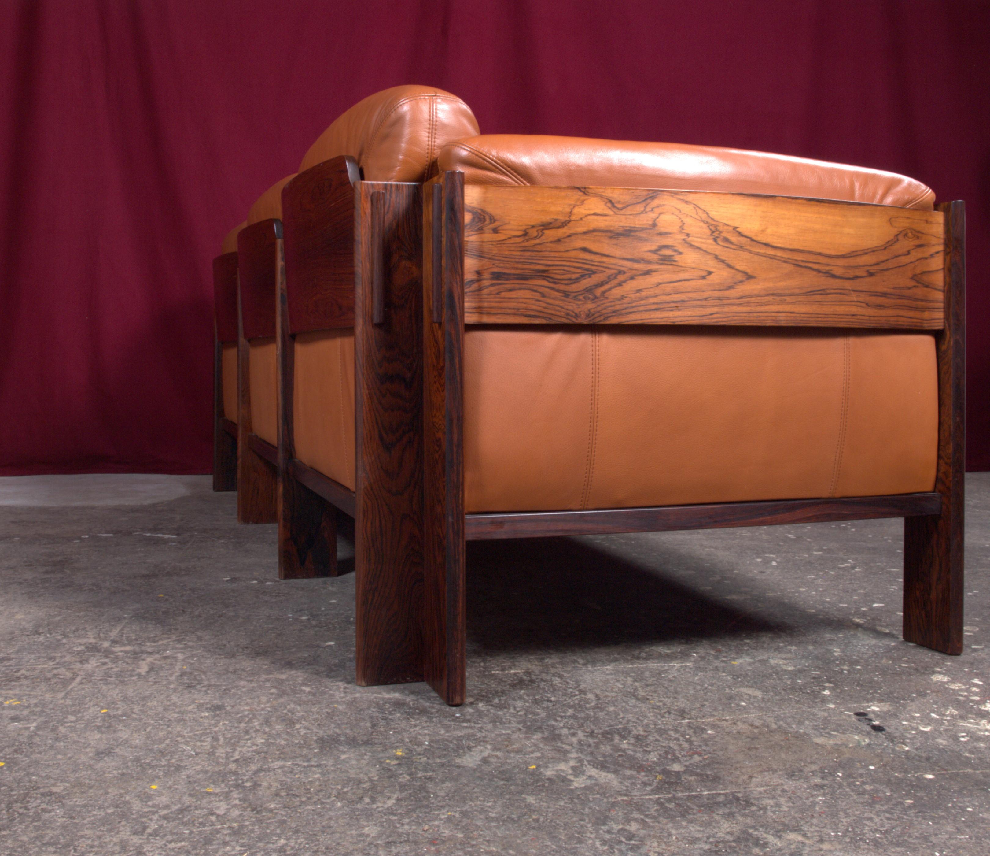 Scandinavian Midcentury Rosewood Leather Couch / Sofa 1