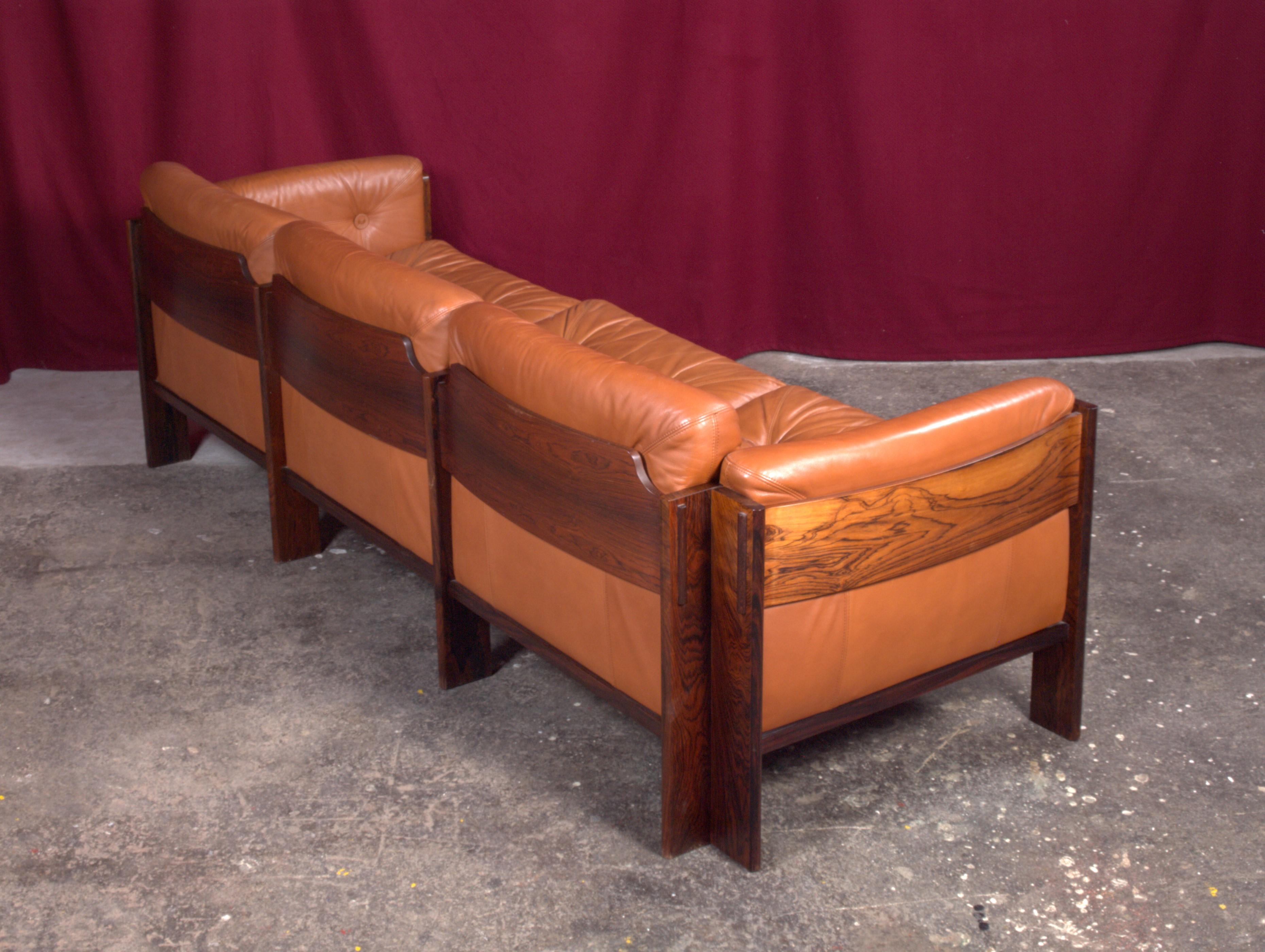 Scandinavian Midcentury Rosewood Leather Couch / Sofa 2