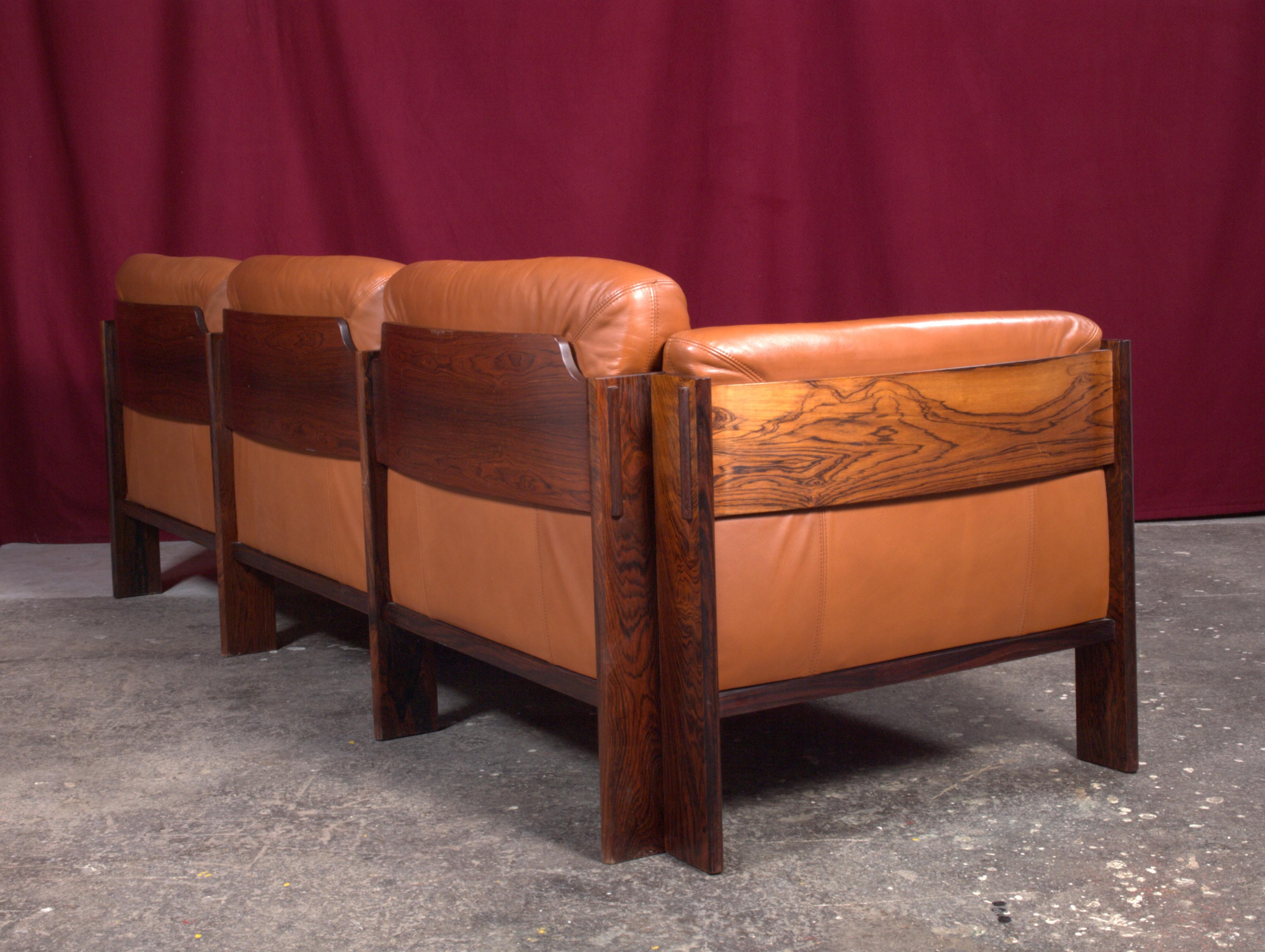 Scandinavian Midcentury Rosewood Leather Couch / Sofa 4