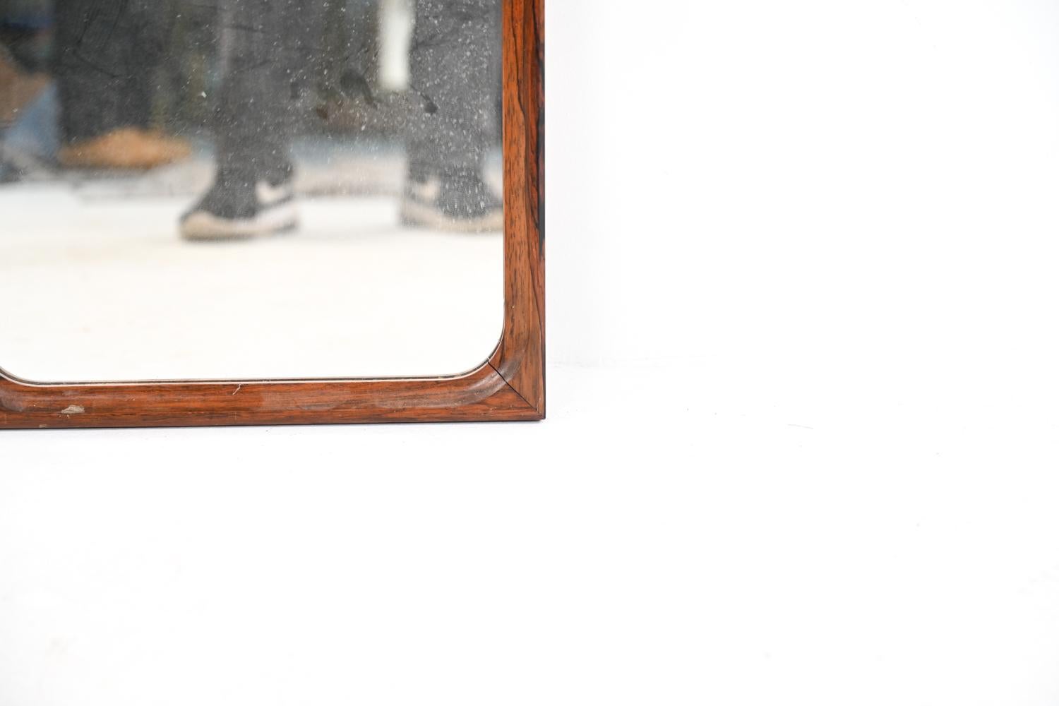 Glass Scandinavian Mid-Century Rosewood Wall Mirror
