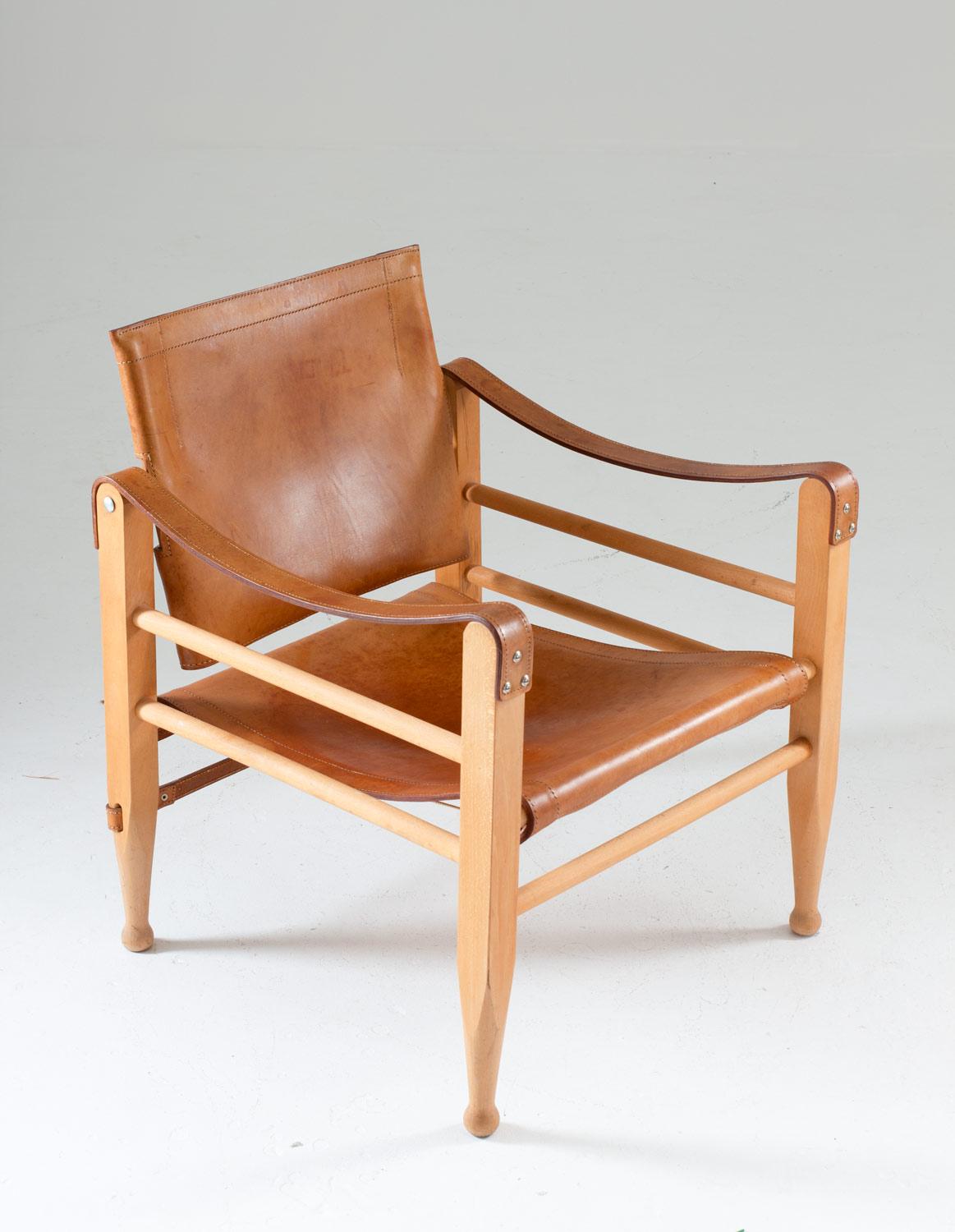 Mid-Century Modern Scandinavian Midcentury Safari Chairs by Aage Bruun & Søn in Cognac Leather