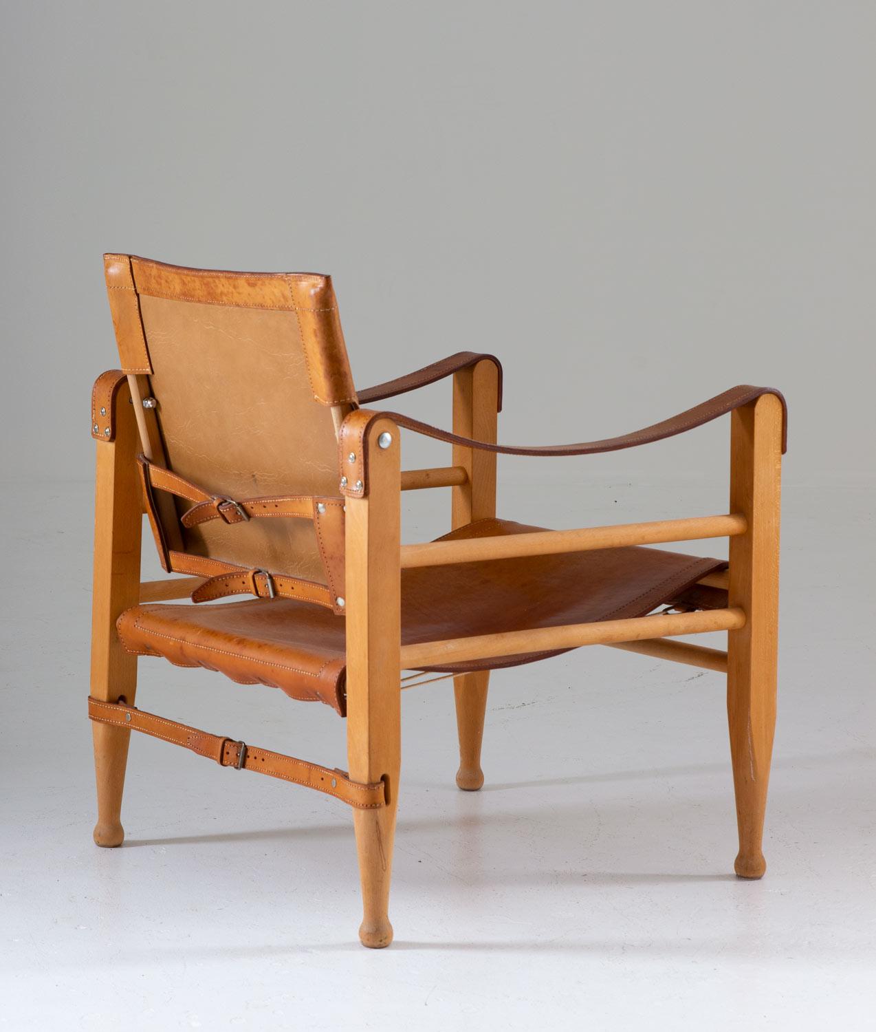 20th Century Scandinavian Midcentury Safari Chairs by Aage Bruun & Søn in Cognac Leather