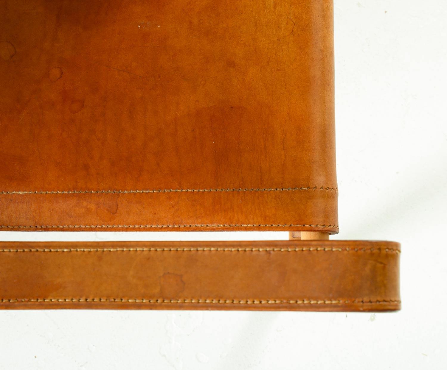 Scandinavian Midcentury Safari Chairs by Aage Bruun & Søn in Cognac Leather 2