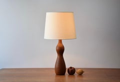 Scandinavian Midcentury Sculptural Teak Table Lamp with Shade, 1960s