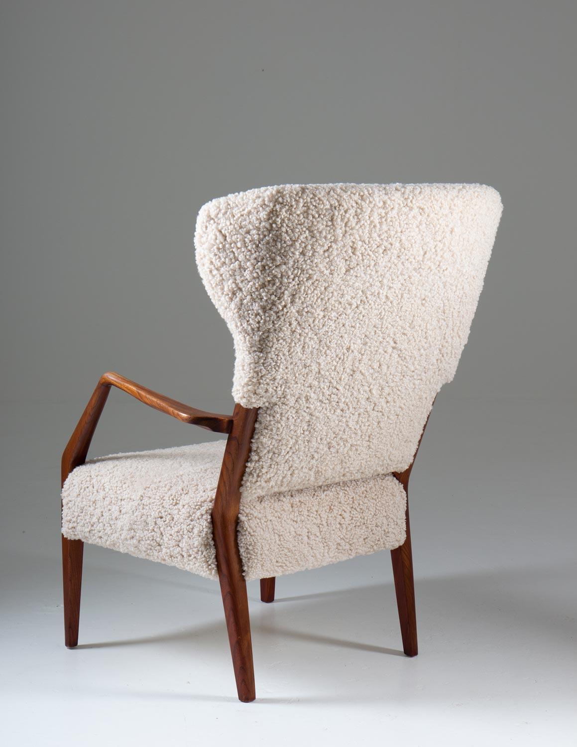 Danish Scandinavian Mid Century Sheepskin Lounge Chair