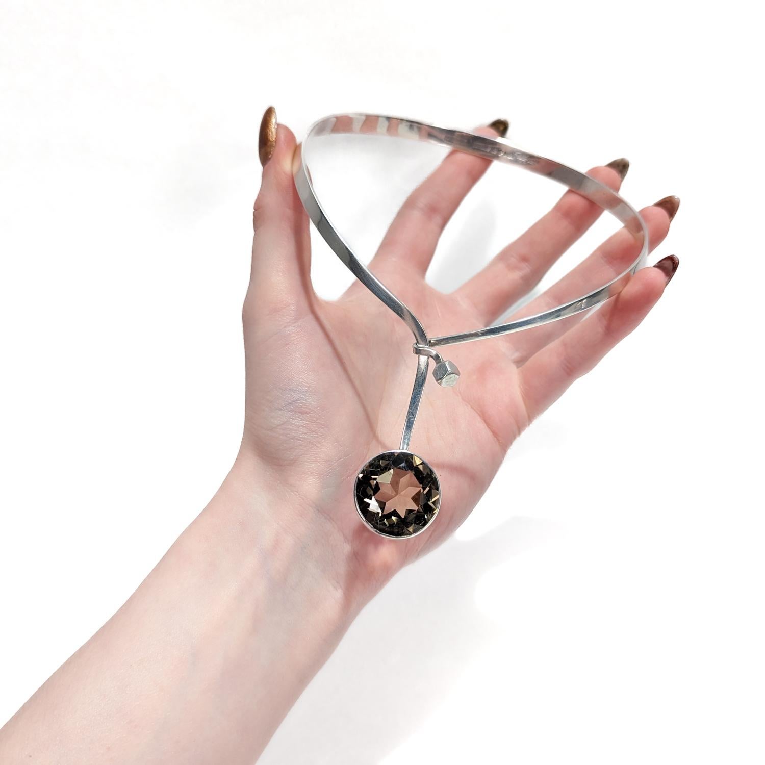 Collana girocollo scandinava in argento e topazio fumé di Gert Thysell, metà del secolo scorso in vendita 7