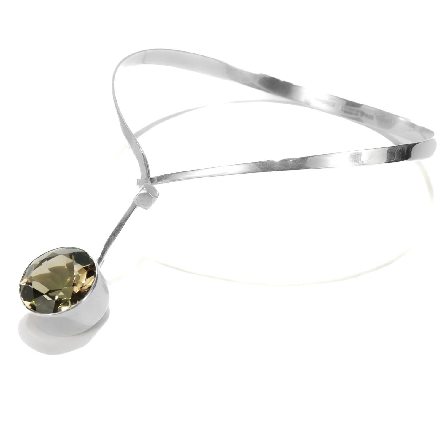 Collana girocollo scandinava in argento e topazio fumé di Gert Thysell, metà del secolo scorso in vendita 1