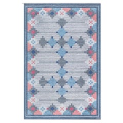 Tapis scandinave du milieu du siècle, de couleur gris ardoise, à tissage plat, par Ulla Parkdal
