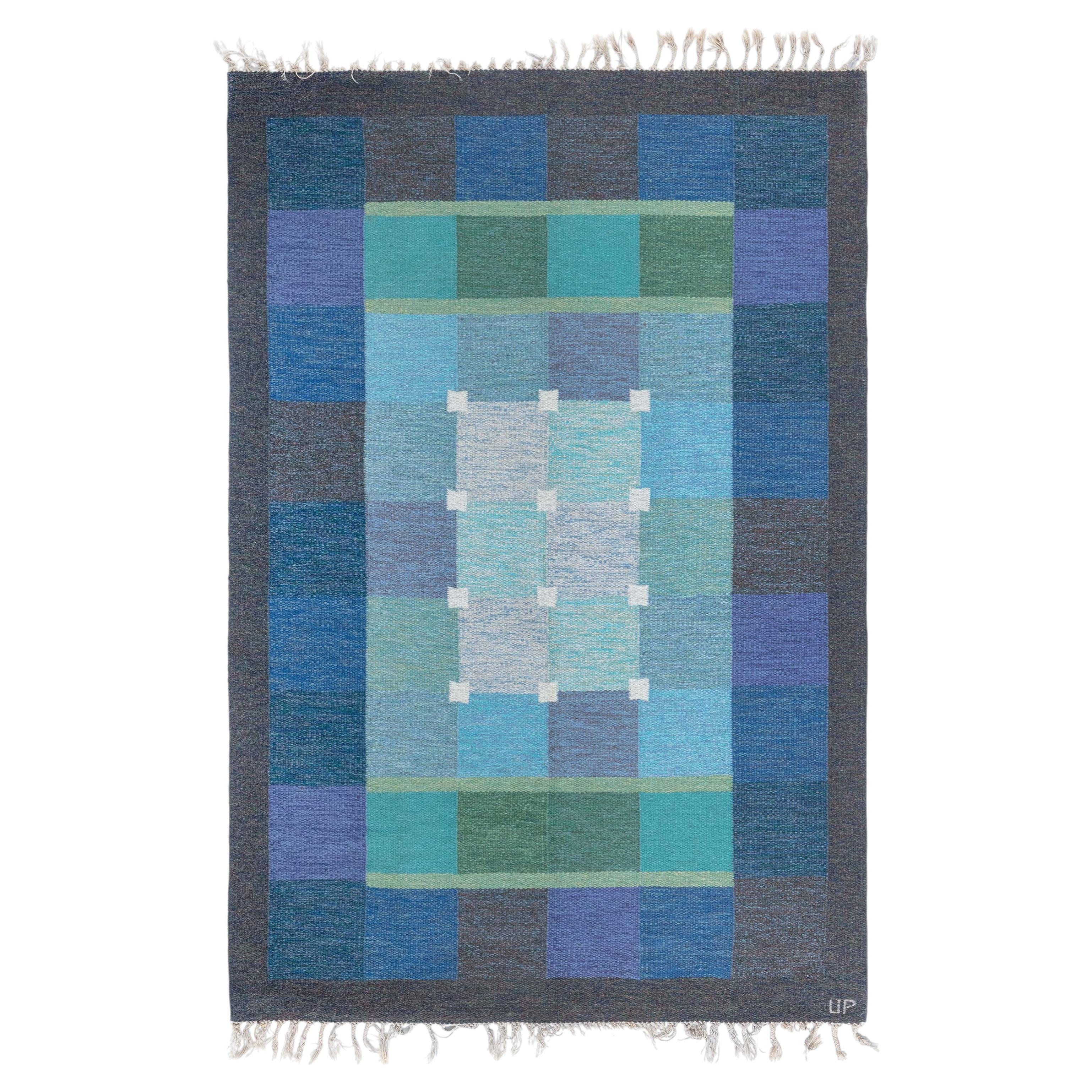 Scandinavian Mid-Century Slate Gray Flatweave Rug By Ulla Parkdal