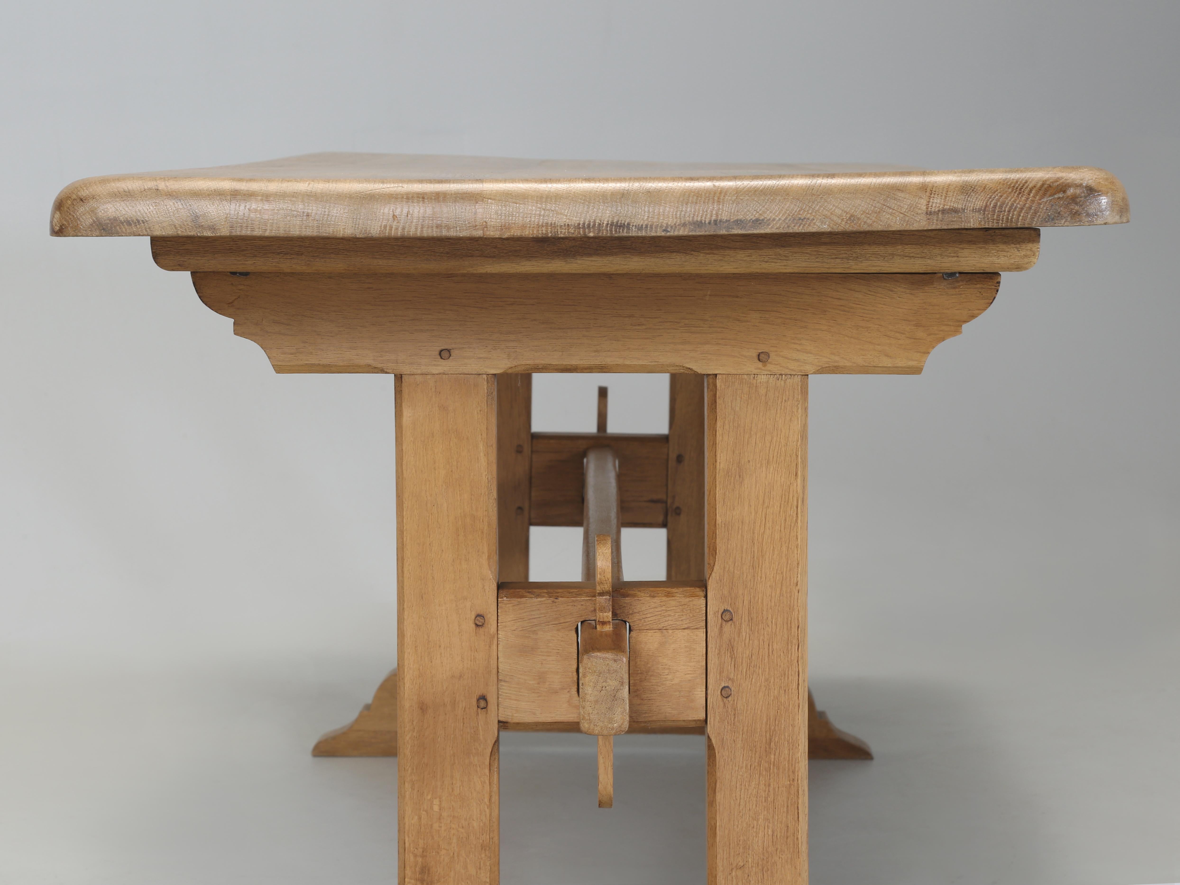 Scandinavian Mid-Century Solid Oak Trestle Dining Table Unrestored Condition 6