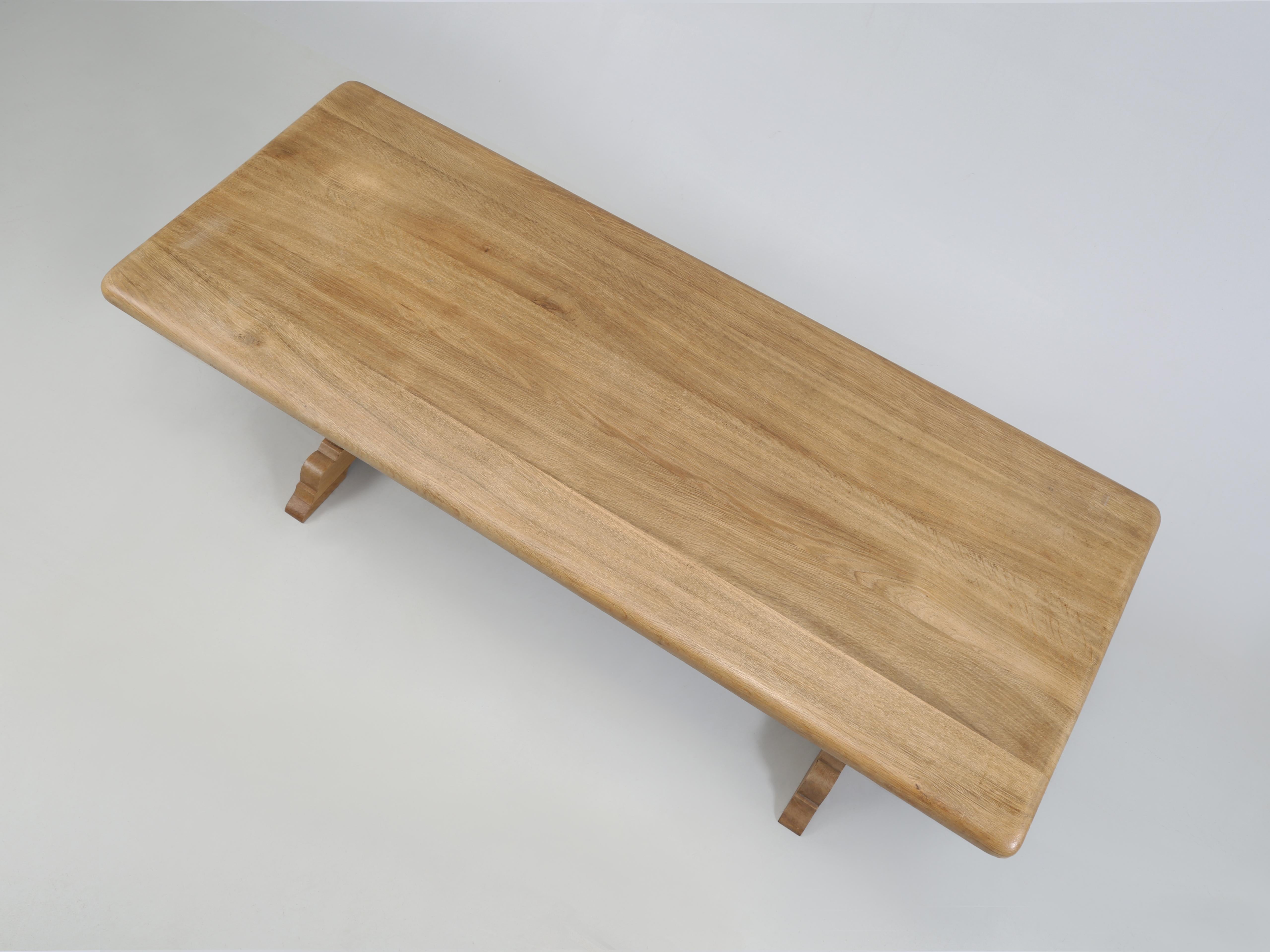 Scandinavian mid-1960's Solid White Oak Dining Table that was very well built and used. We purposely left the finish original, so you won't be afraid to use the Dining Room, or Kitchen Table as it was originally intended. When you see a Kitchen