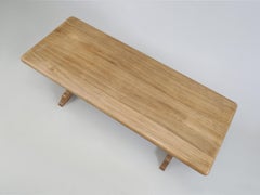 Scandinavian Mid-Century Solid Oak Trestle Dining Table Unrestored Condition