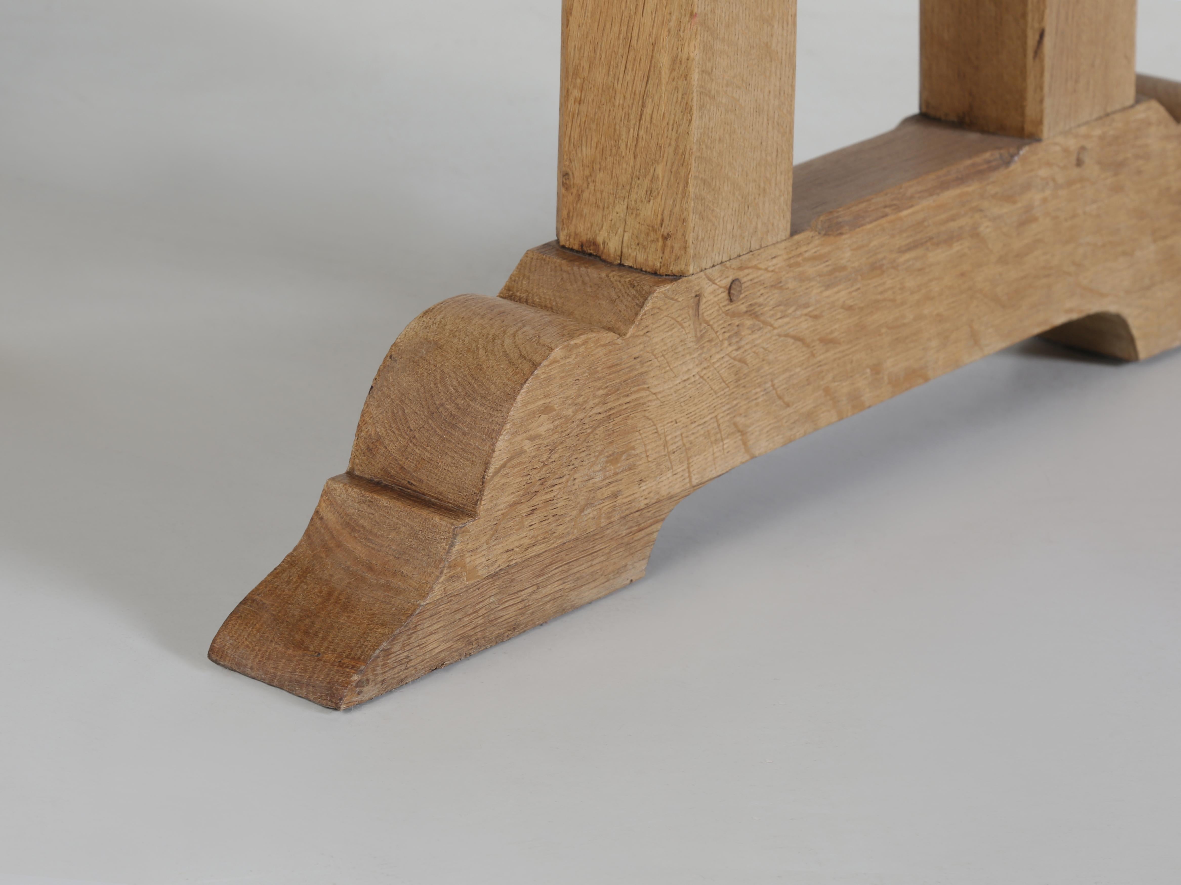 Scandinavian Mid-Century Solid Oak Trestle Dining Table Unrestored Condition 3
