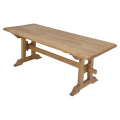 Scandinavian Mid-Century Solid Oak Trestle Dining Table Unrestored Condition